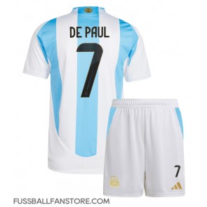 Argentinien Rodrigo De Paul #7 Replik Heimtrikot Kinder Copa America 2024 Kurzarm (+ Kurze Hosen)